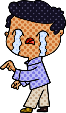 Bir insan tarafından çizilmiş ağlayan çizgi film adamı.