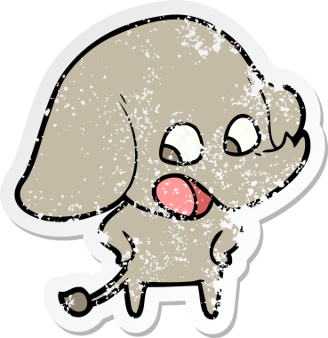 Bir insan tarafından çizilmiş şirin bir filin sıkıntılı çıkartması