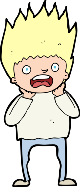 Bir insan tarafından çizilen panikleyen karikatür adamı.