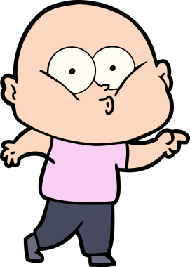 Bir insan tarafından çizilmiş kel bir adam.