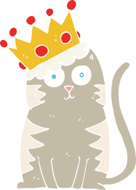 Bir insan tarafından çizilmiş kedinin düz renk çizimi