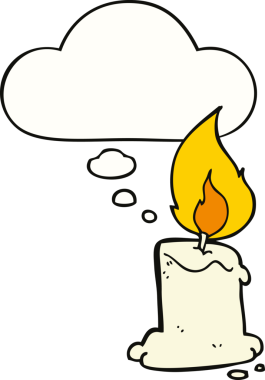 Bir insan tarafından çizilmiş düşünce baloncuklu çizgi film mumu