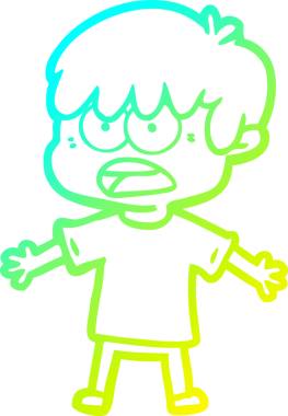 Bir insan tarafından çizilmiş endişeli çizgi film çocuğunun soğuk gradyan çizgisi.