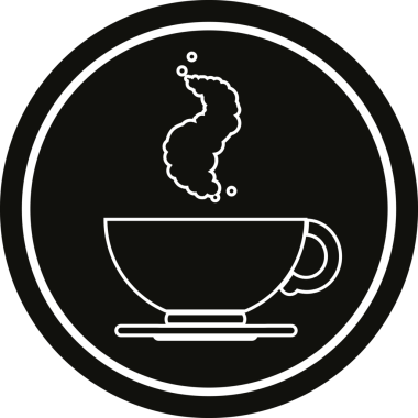 Bir insan tarafından çizilmiş bir fincan sıcak kahve yuvarlak sembolü.