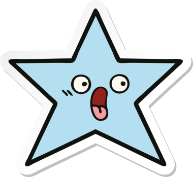 Bir insan tarafından çizilmiş şirin bir çizgi film yıldızının çıkartması.