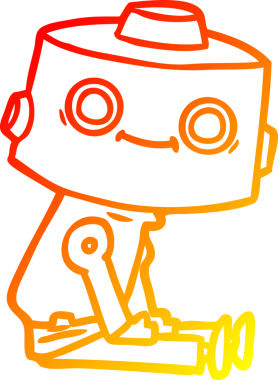 Bir insan tarafından çizilen çizgi film robotunun sıcak çizgi çizimi