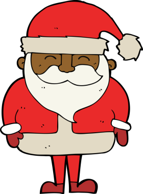 Bir insan tarafından çizilmiş Noel Baba çizgi filmi.