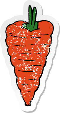 Bir insan tarafından çizilmiş karikatür havucu etiketi.