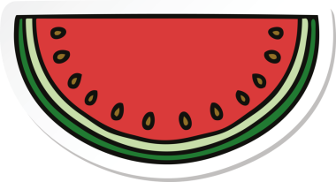 Bir insan tarafından çizilmiş karpuz çizilmiş garip bir el çıkartması.