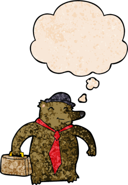 Bir insan tarafından çizilmiş grunge desenli düşünce baloncuğu olan çizgi film iş ayısı.