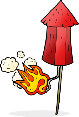 Bir insan tarafından çizilmiş eski bir havai fişek roketi.