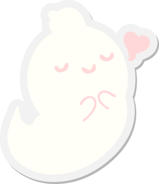 Bir insan tarafından çizilmiş şirin hayalet çıkartması.