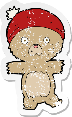 Bir insan tarafından çizilmiş komik bir oyuncak ayının gerilimli çıkartması.