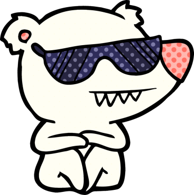 Bir insan tarafından çizilmiş havalı bir kutup ayısı çizgi filmi.