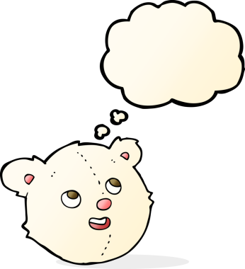 Bir insan tarafından çizilmiş düşünce baloncuklu kutup ayısı yüzü.