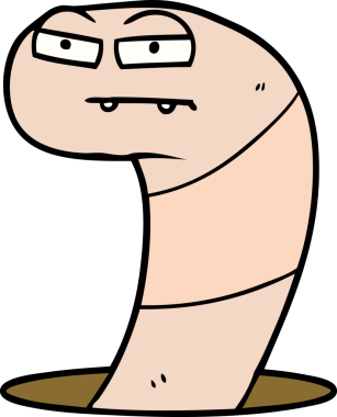 Bir insan tarafından çizilmiş bir solucan.