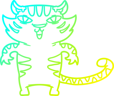 Bir insan tarafından çizilmiş mutlu çizgi film kaplanı çizimi.