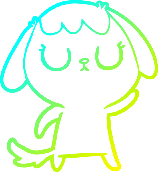 Bir insan tarafından çizilmiş şirin bir çizgi köpeğin soğuk gradyan çizgisi.