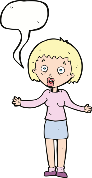 Bir insan tarafından çizilmiş konuşma balonuyla bahaneler üreten çizgi film kadını.