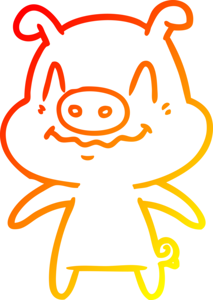 Bir insan tarafından çizilmiş gergin bir domuz çizgi çizimi.