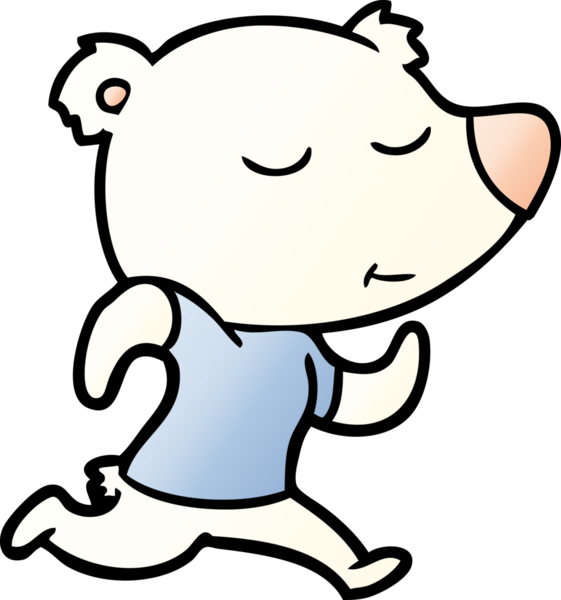 Bir insan tarafından çizilmiş mutlu kutup ayısı çizgi filmi.