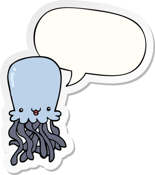 Bir insan tarafından çizilmiş konuşma balonu çıkartmalı ahtapot çizgi filmi.