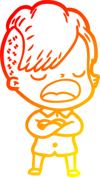 Bir insan tarafından çizilmiş havalı bir hippi kızın sıcak çizgi çizimi.