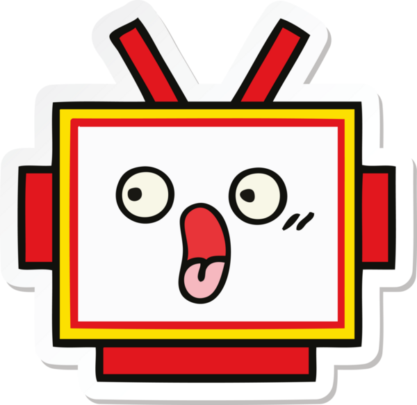 Bir insan tarafından çizilmiş şirin bir robot kafasının çıkartması.