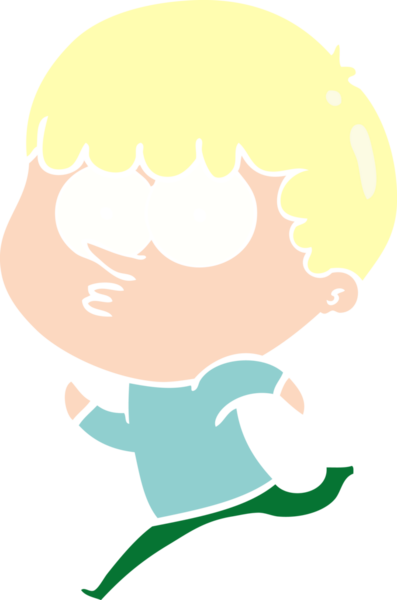 Bir insan tarafından çizilen düz renkli çizgi film meraklısı çocuk