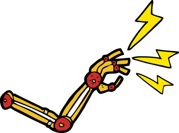 bir insan tarafından çizilmiş robot bir kol.