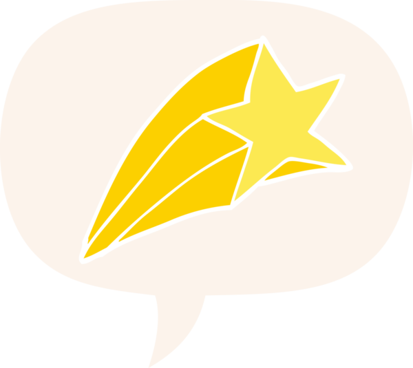 Bir insan tarafından çizilmiş, konuşma baloncuğu olan bir çizgi film yıldızı.