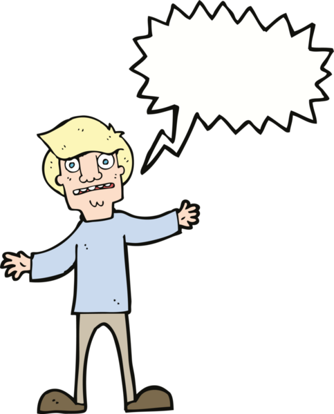 Bir insan tarafından çizilen konuşma baloncuğu ile bir adamı şaşırtan çizgi film.