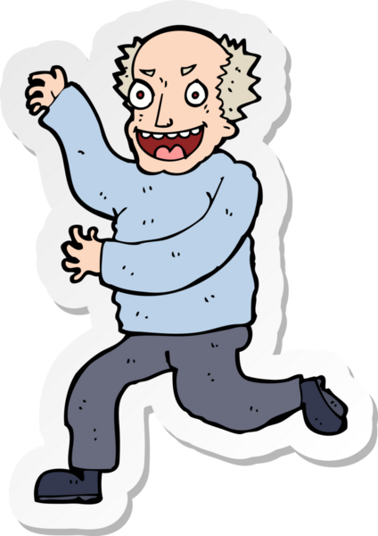 Bir insan tarafından çizilmiş kötü yaşlı bir adamın çıkartması.