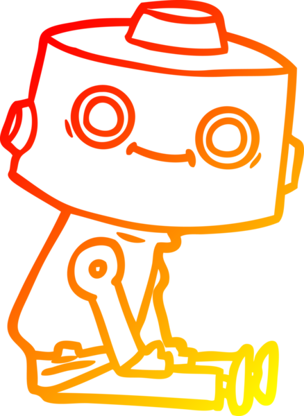 Bir insan tarafından çizilen çizgi film robotunun sıcak çizgi çizimi