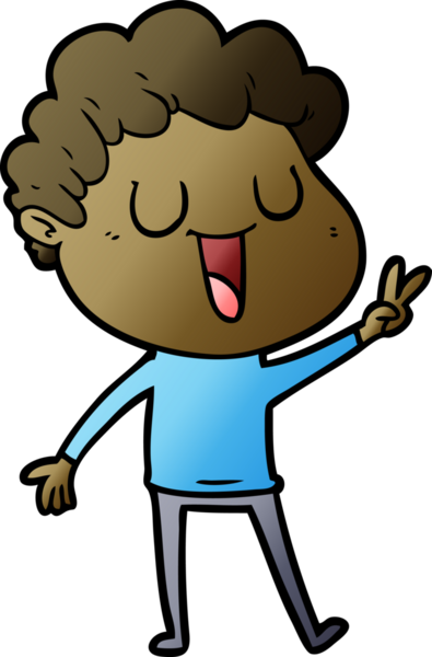 Bir insan tarafından çizilmiş gülen karikatür adam.