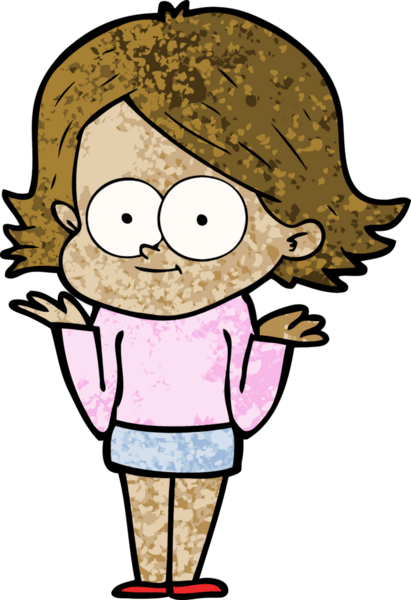 Bir insan tarafından çizilmiş mutlu çizgi film kızı.