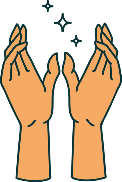 Bir insan tarafından çizilmiş mistik ellerin ikonik dövme şekli