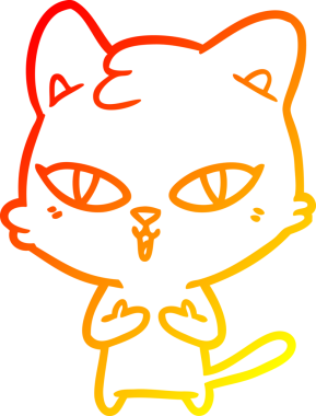 Bir insan tarafından çizilmiş çizgi film kedisinin sıcak çizgi çizimi