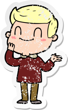 Bir insan tarafından çizilmiş, karikatür dostu bir adamın sıkıntılı çıkartması.