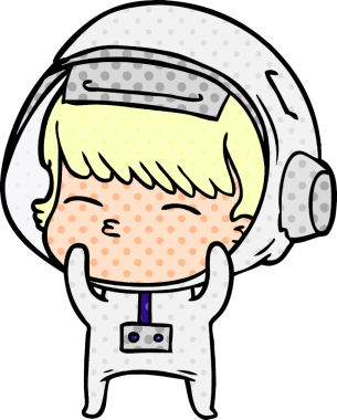 Bir insan tarafından çizilmiş meraklı astronot çizgi filmi.