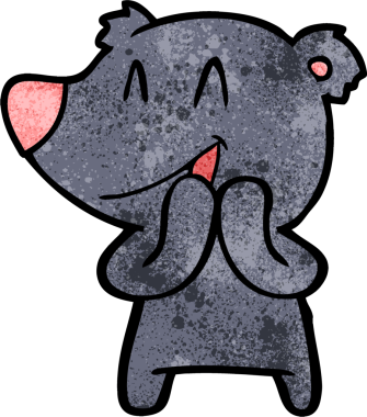 Bir insan tarafından çizilmiş gülen ayı çizgi filmi.