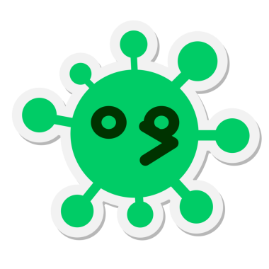 Bir insan tarafından çizilmiş boş gözlü kuş virüsü etiketi.