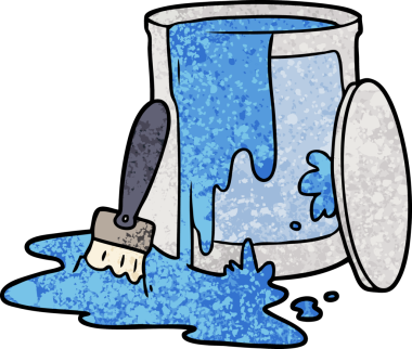 Bir insan tarafından çizilmiş karikatür boya kovası.