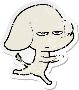 Bir insan tarafından çizilmiş kızgın bir fil çıkartması.