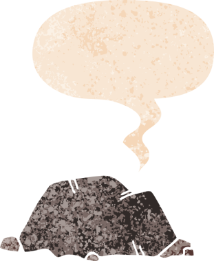 Bir insan tarafından çizilmiş, grunge 'de konuşma baloncuğu olan karikatür rock' ı.