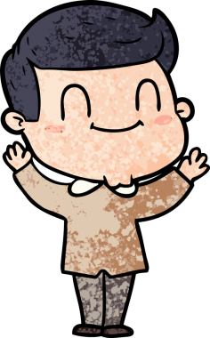 Bir insan tarafından çizilmiş çizgi film dostu bir adam.