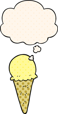 Bir insan tarafından çizilmiş, düşünce baloncuklu karikatür dondurması.