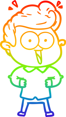 Gökkuşağı gradyanı çizimi bir insan tarafından çizilmiş heyecanlı bir çizgi film