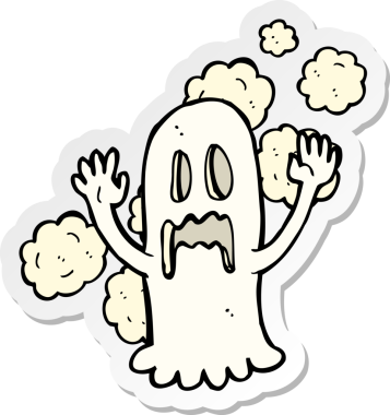 Bir insan tarafından çizilmiş ürkütücü bir hayaletin çıkartması.