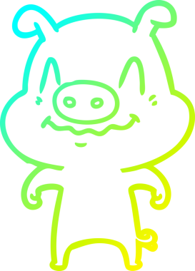 Bir insan tarafından çizilmiş bir domuz çizgi filminin soğuk gradyanı.